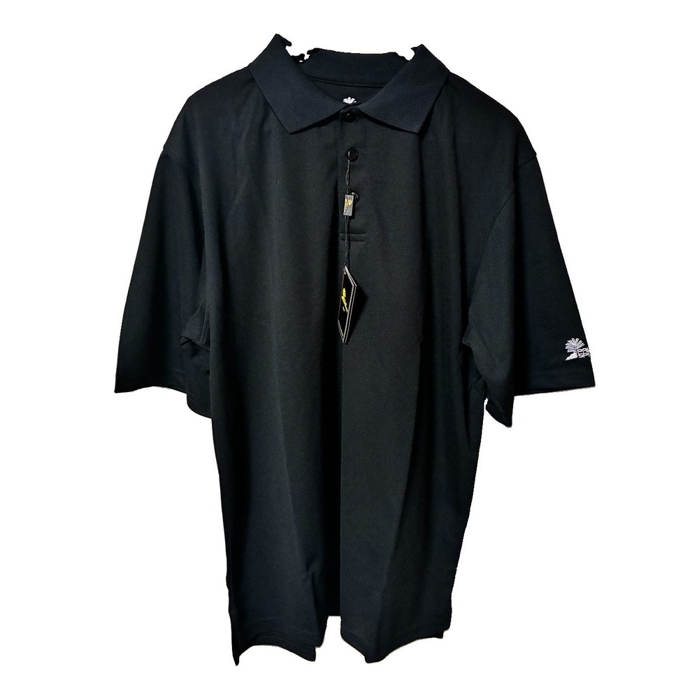 NWT Palm Springs Polo Shirt‎ Mens M Black Golf Embroidered Logo On Sleeve